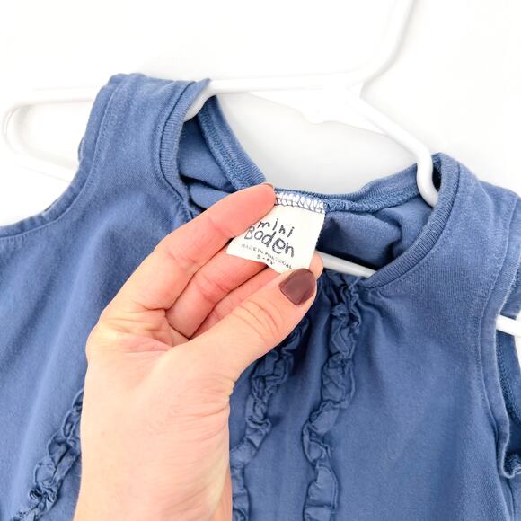 Mini Boden Sleeveless Spring Summer Blue Ruffle Tank Top Girls Size 5-6Y - Picture 4 of 4